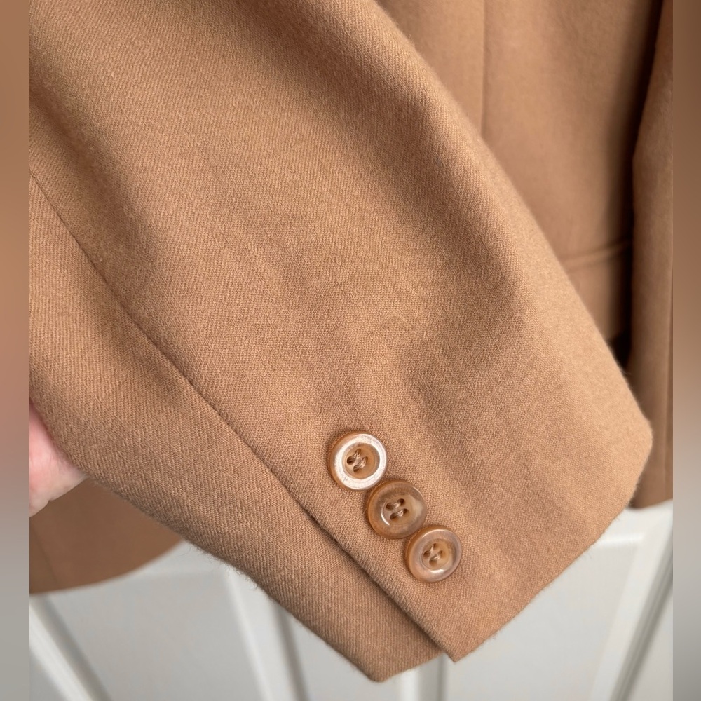 NWOT WOOL THREE BUTTON CAMEL LONG SLEEVE APPLESEEDS LINED BLAZER SZ 14 - Picture 12 of 13